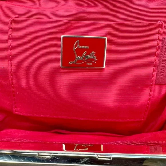 Christian Louboutin Miss Loubi Patent Leather Clutch on a Chain in Purple